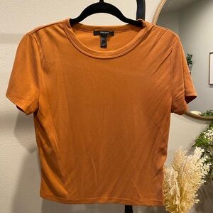 Forever 21 Orange Crop Fitted T-Shirt